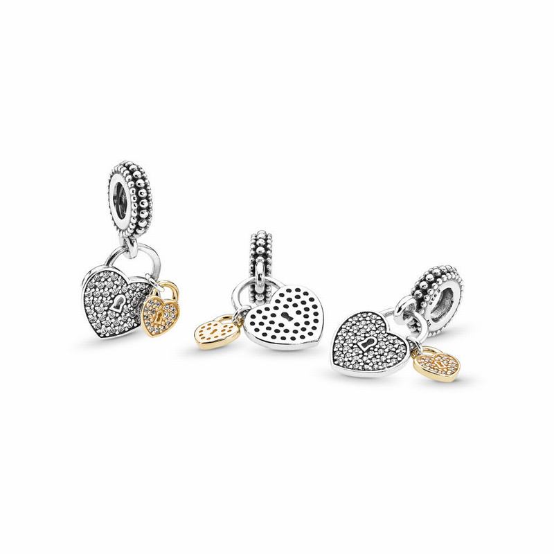 Pandora Love Locks Dangle Charm - Two Tone/Cubic Zirconia - Canada | UF7360WY